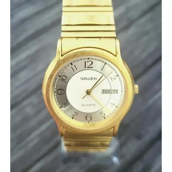 Exquisite Rare Retro Vintage Gruen Pie Pan Dial Men's Watch‎